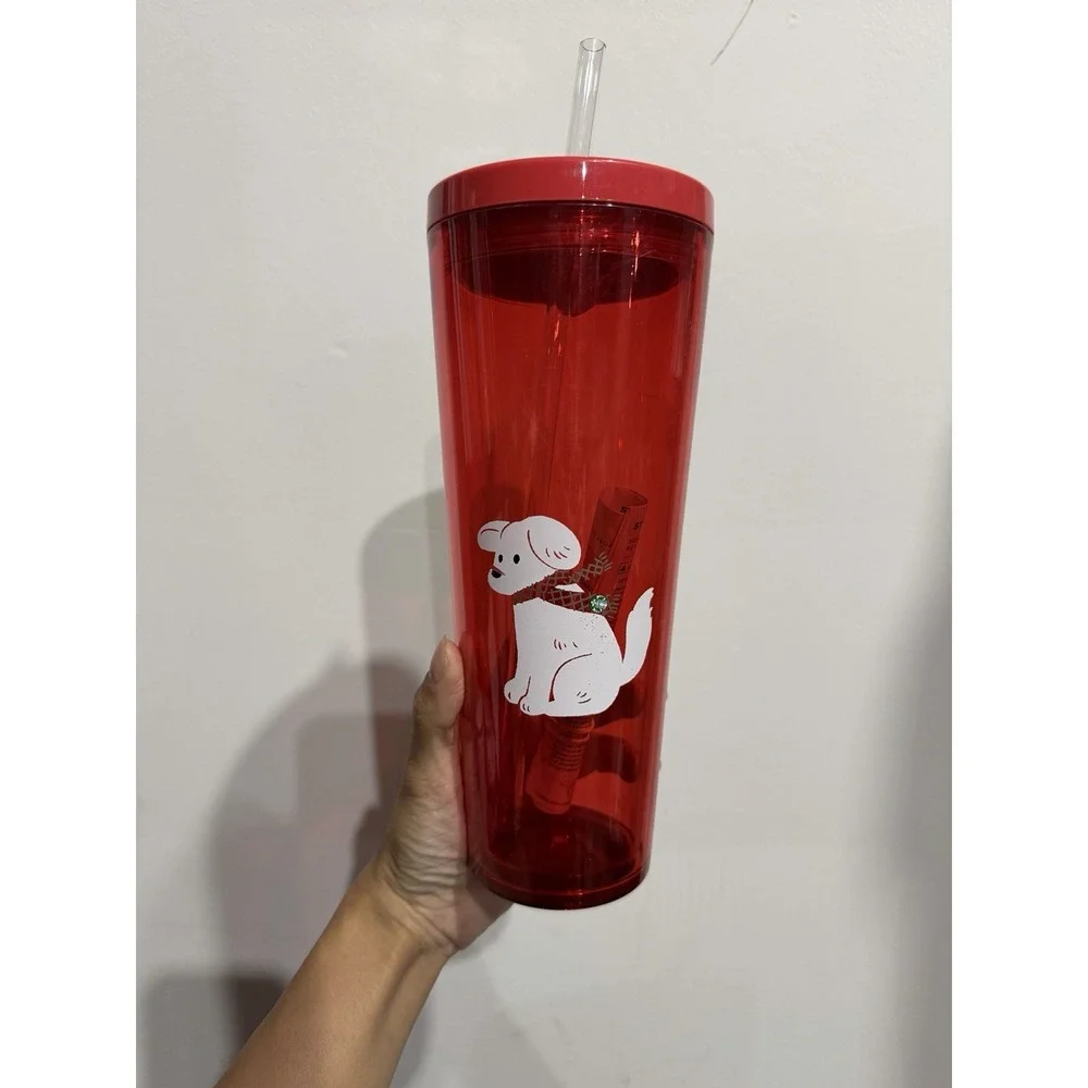 Starbucks Christmas Red Dog Tumbler 26oz RARE BRAND NEW w/ FLAWS